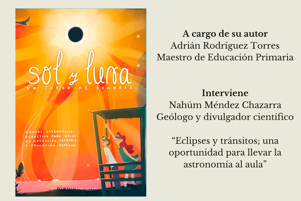 Cartel de la presentación del libro: Sol y Luna, un juego de sombras.